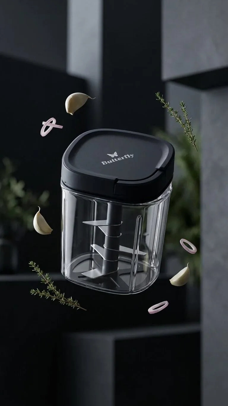 GENALE Premium 900ml Manual Vegetable Chopper with Stainless Steel Blades.