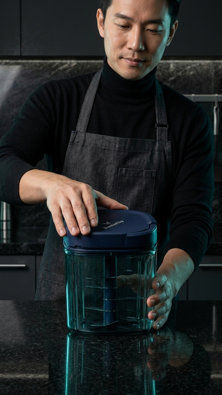 GENALE Premium 900ml Manual Vegetable Chopper with Stainless Steel Blades.